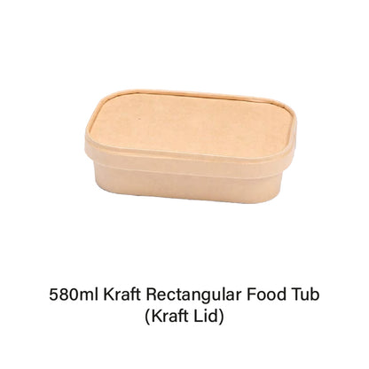 580ml Kraft Rectangular Food Tub (50pcs)