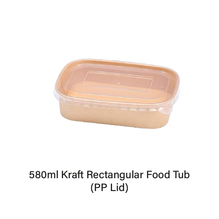 580ml Kraft Rectangular Food Tub (50pcs)