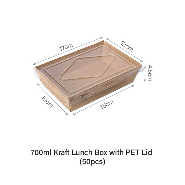 700ml Window Kraft Lunch Box with PET Lid(50pcs)