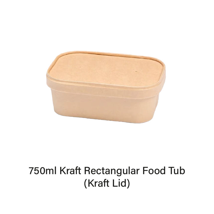 750ml Kraft Rectangular Food Tub (50pcs)