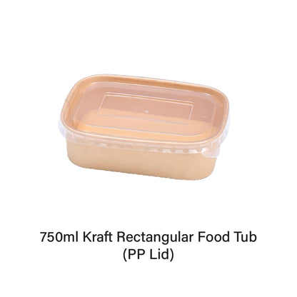 750ml Kraft Rectangular Food Tub (50pcs)