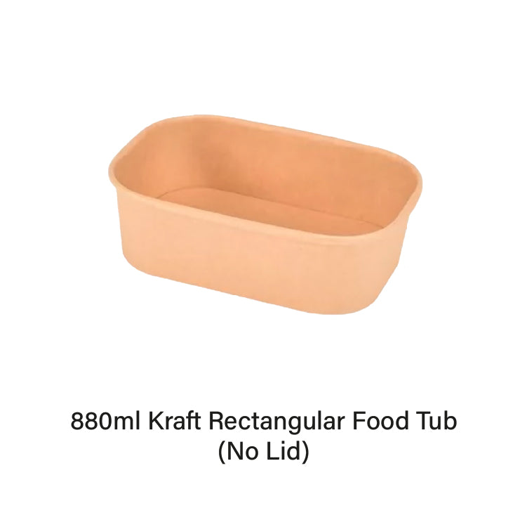 880ml Kraft Rectangular Food Tub (50pcs)