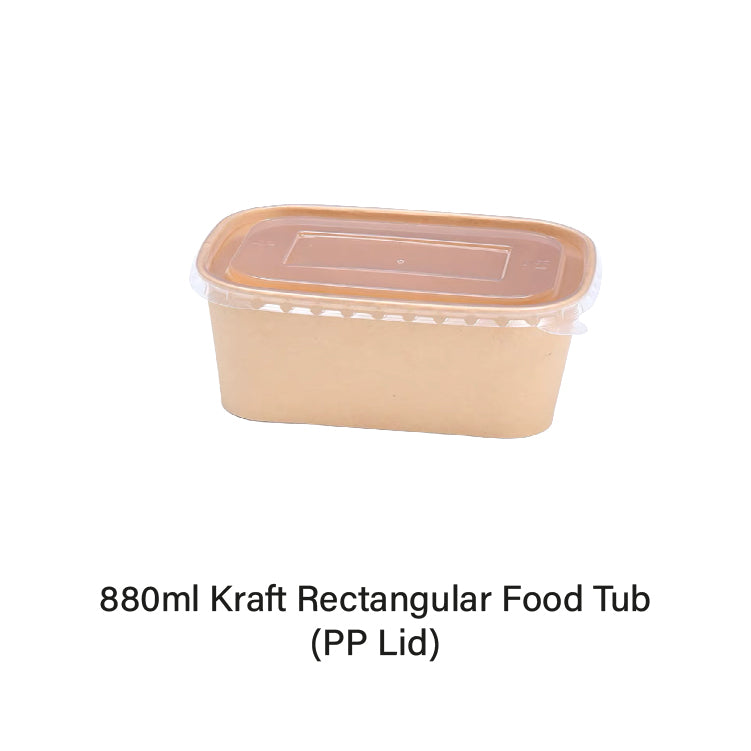 880ml Kraft Rectangular Food Tub (50pcs)