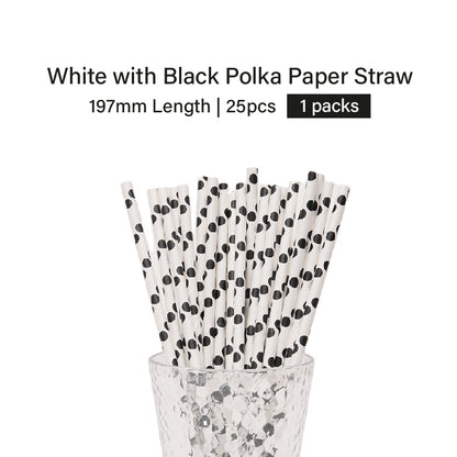 White with Black Polka Paper Straw