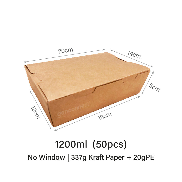 1200ml Kraft Lunch Box (50pcs)