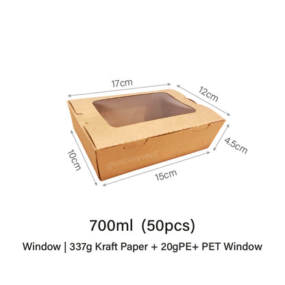 700ml Window Kraft Lunch Box (50pcs)