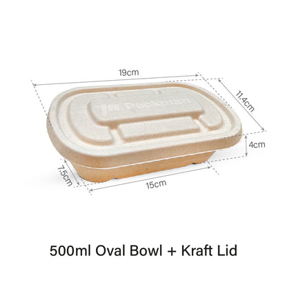 500ml Sugarcane Oval Bowl (50pcs)