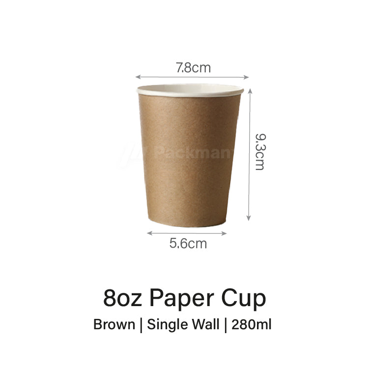 8oz Brown Single Wall Paper Cup