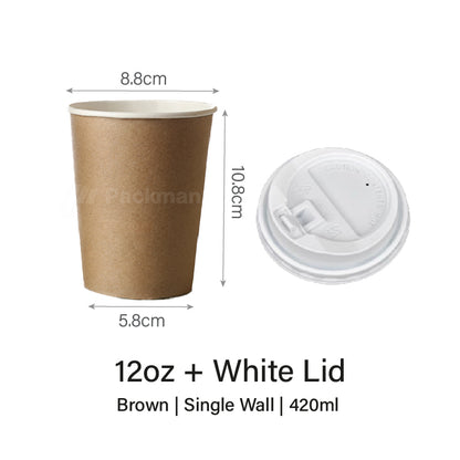 12oz Brown Single Wall Paper Cup