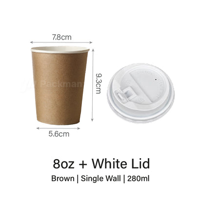 8oz Brown Single Wall Paper Cup