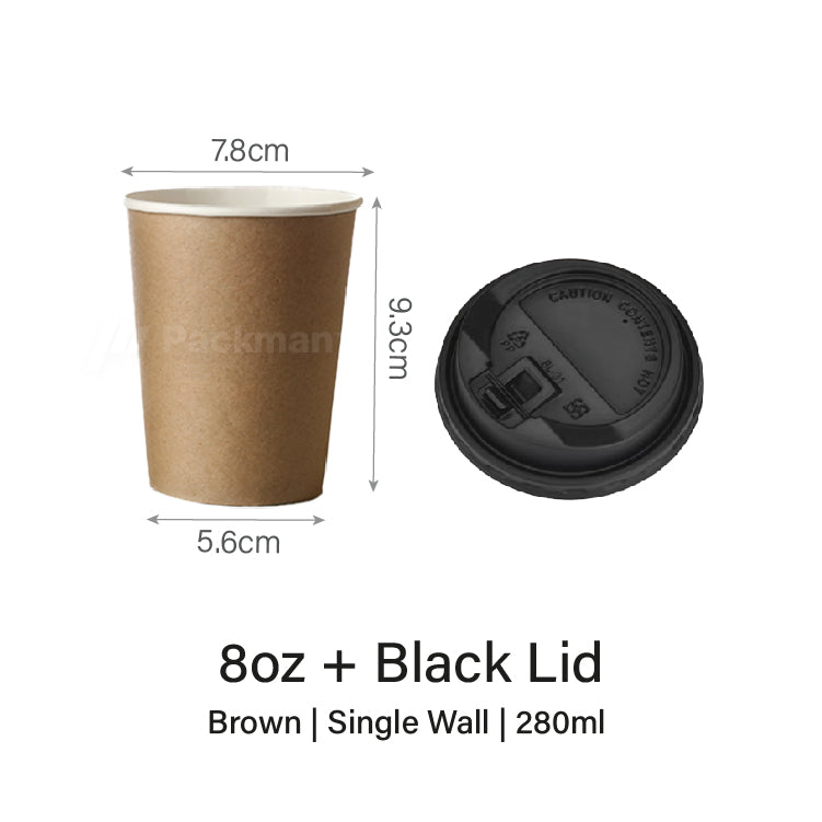 8oz Brown Single Wall Paper Cup