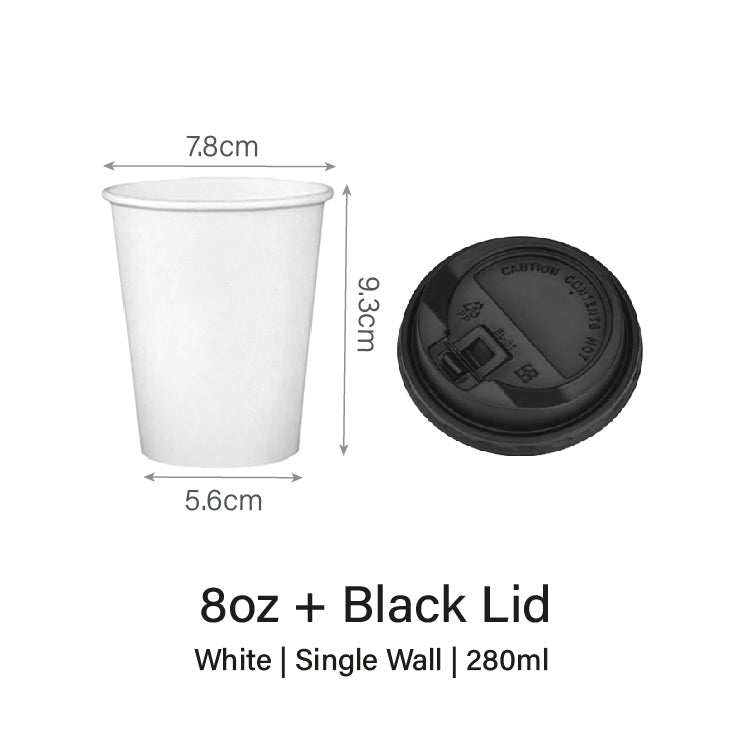 8oz White Single Wall Paper Cup